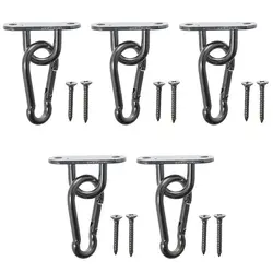 5 Set Stainless Steel Pad Eye Plate U Hooks Heavy Duty Pad Mount Wall U Boat Ceiling Hanger Ring with Screws and Snap