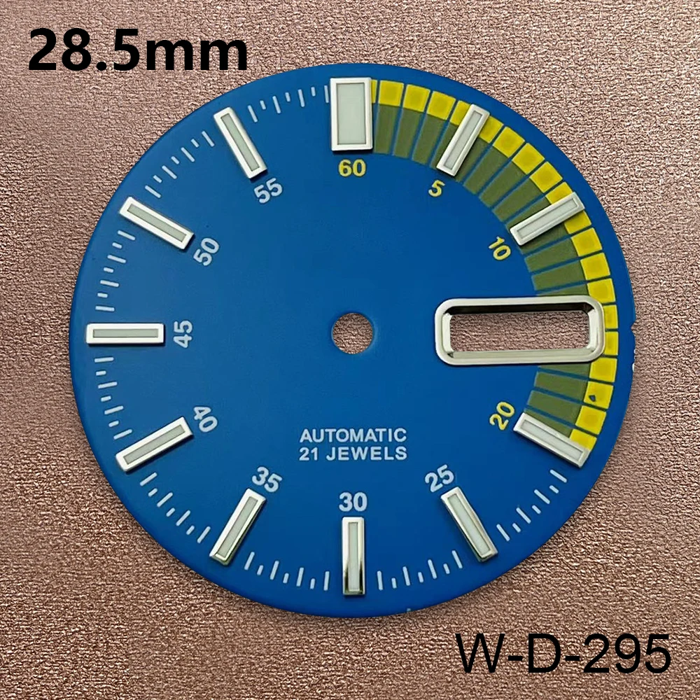 Esfera de buceo con logotipo S5 de 28,5mm, adecuada para movimiento japonés NH35/NH36, accesorios de modificación de reloj de calidad mate luminoso verde