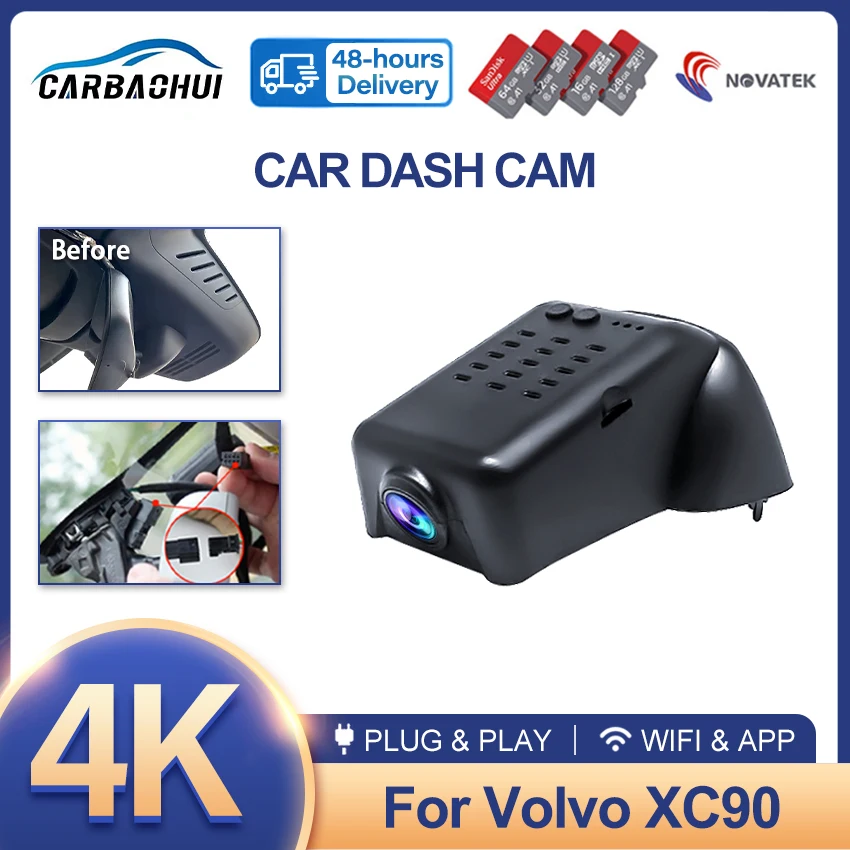 

Dash Cam 4K For Volvo XC90 2015-2018 2019 2020 2021 2022 2023 2024,Plug and Play Car DVR Dashcam For Car Camera Video Recorder