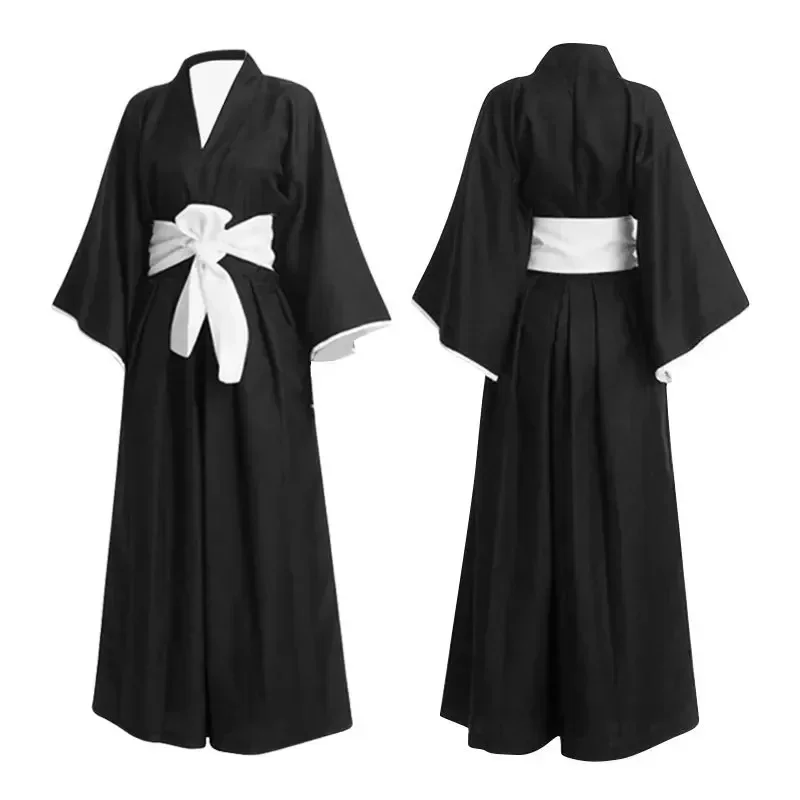 Disfraz de Cosplay de Anime Bleach Kurosaki Ichigo, Tensa Zangetsu, Trajes de la Sociedad Soul, Kimono de Shinigami, Conjunto de Uniforme Mugetsu
