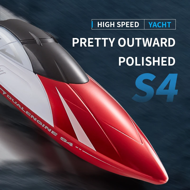 2.4G RC Boat S4 15km/h Podwójny silnik Wodoodporna szybka łódź Letnia woda na zewnątrz Zdalnie sterowana statek Zabawki Prezent dla chłopców i dziewczynek