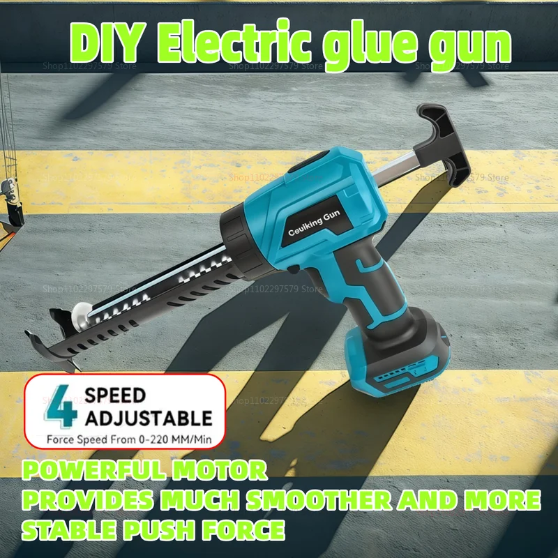 Pistola de calafateo eléctrica inalámbrica, pistola adhesiva de vidrio inalámbrica de 4 velocidades para puertas, ventanas, relleno, costura para Pin de batería Makita de 18V