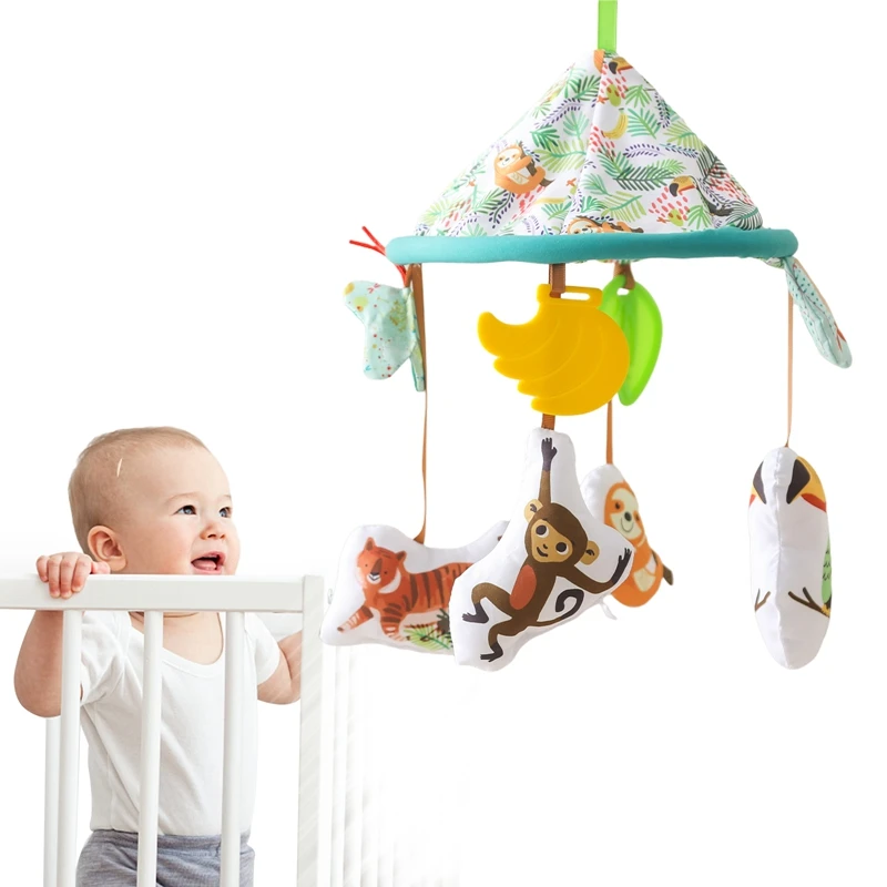 Baby Crib Mobile Bed Bell Rattle Toy Holder 0-12Months Wooden Mobile On The Bed Hanging Toys Holder Bracket Infant Crib Boy Toys