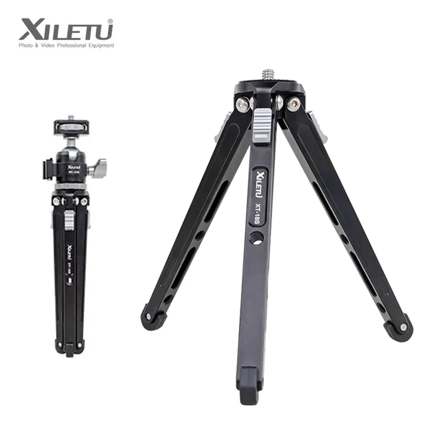 XILETU Mini statyw ręczny ze stopu aluminium z głowicą do zimnej stopki Statyw do selfie na biurko do mikro pojedynczej kamery Telefon Video Vlog Shootin