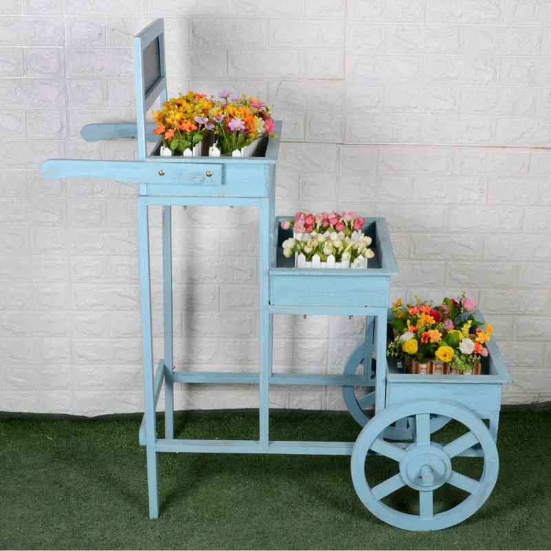 American creative store garden balcony decoration blackboard flower stand pastoral wood cafe office soft decoration