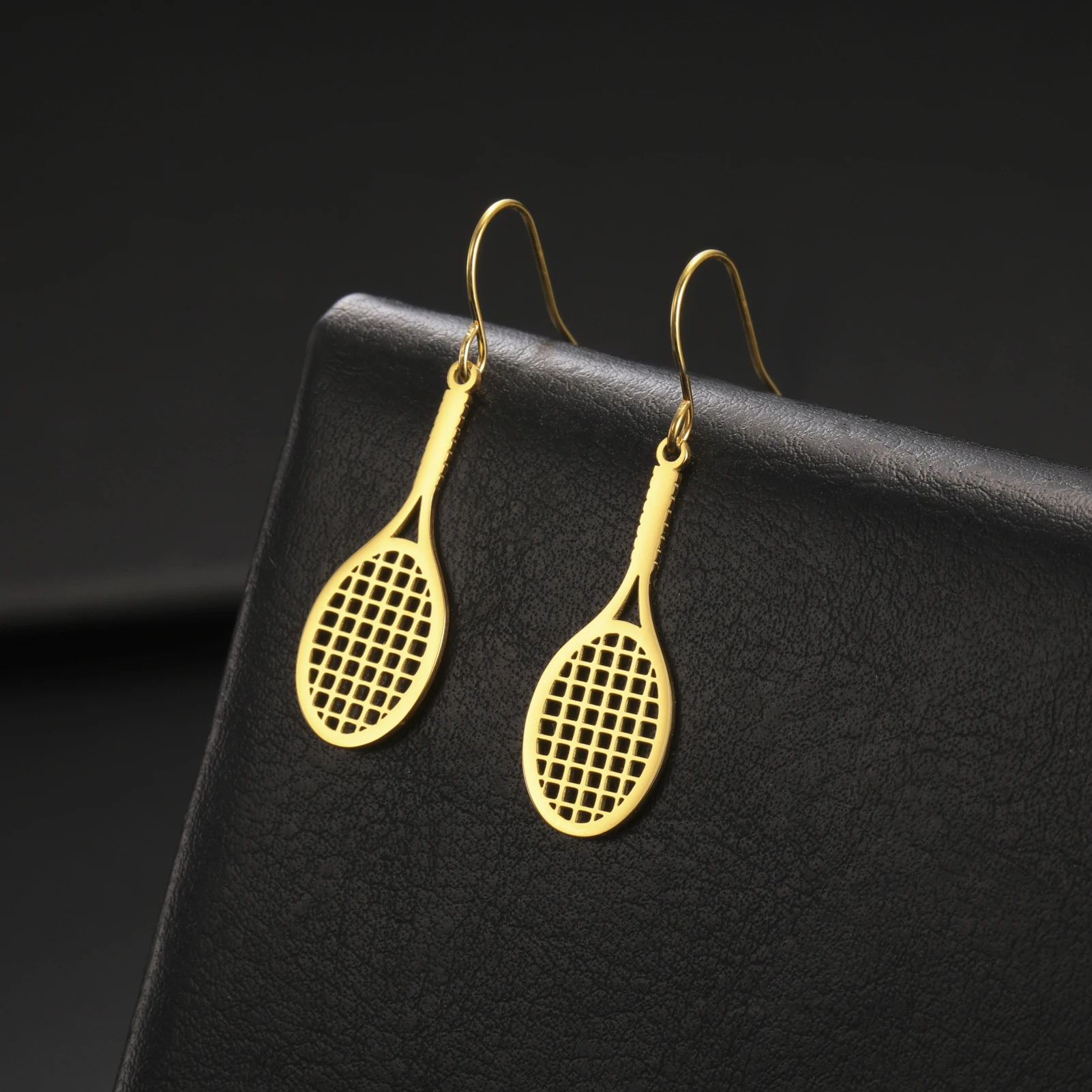 Unift Tennis Racket Earrings for Player Stainless Steel Women Dangle Earrings Tennis Racquet Sport Jewelry Mom Gift Trendy
