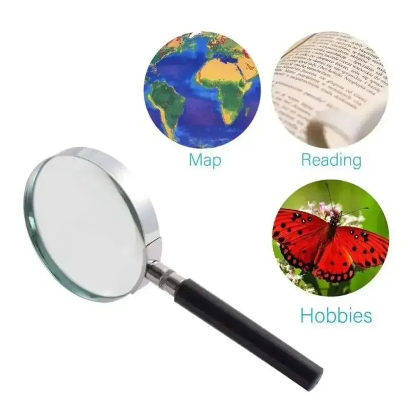 High-end Handheld Magnifying Glass Classic 5x Semi Metallic Circular 60mm for High-definition Jewelry Appraisal Reading