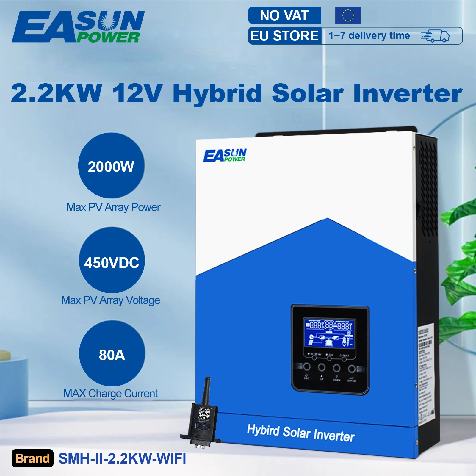 Easun عاكس للطاقة الشمسية الهجين 6.2KW 4.2KW 3.2KW 2.2KW 12v 24v 48v MPPT خارج الشبكة 50/60HZ موجة جيبية نقية 120A 80A 230v شحن بالطاقة الشمسية #5