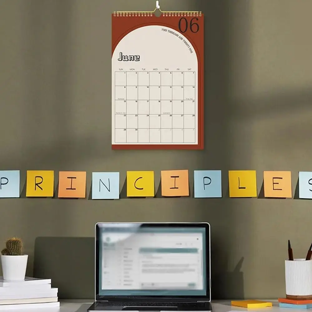

Creative 2025 Wall Calendar Planner 18 Months English Monthly Wall Calendar Portable Minimalistic Agenda Planner