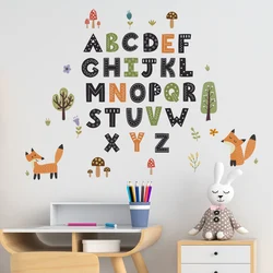 Cartoon English Alphabet Wall Stickers for Classroom Kids Bedroom Decor Eco-friendly PVC Wall Decals Home Decoration Art Murals