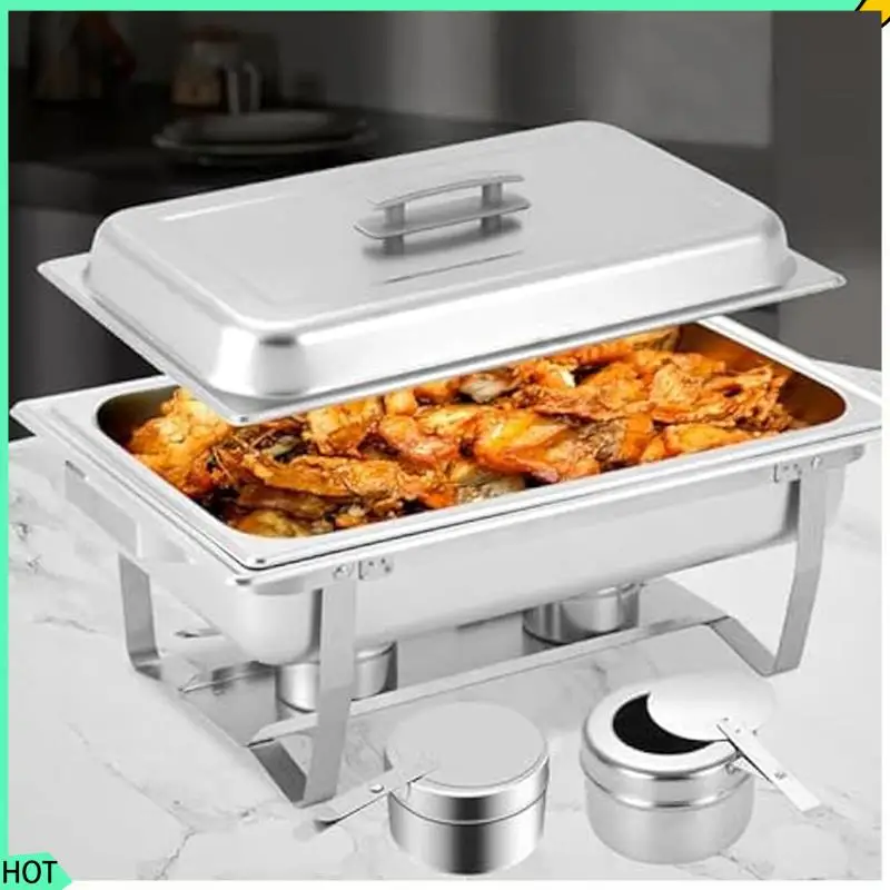 AWAH 16Pcs Chafing Fuel Holder,Stainless Steel Chafe Wick Fuel Holder With Cover,Heat Box Holder For Chafing Dish,Barbecue