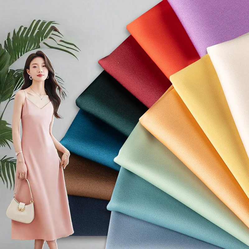 Matte Solid Wal Satin Fabric Soft Comfortable Wrinkle Resistant Drapey Easy Care For Gown Dress Shirt Blouse Wide Leg Pants