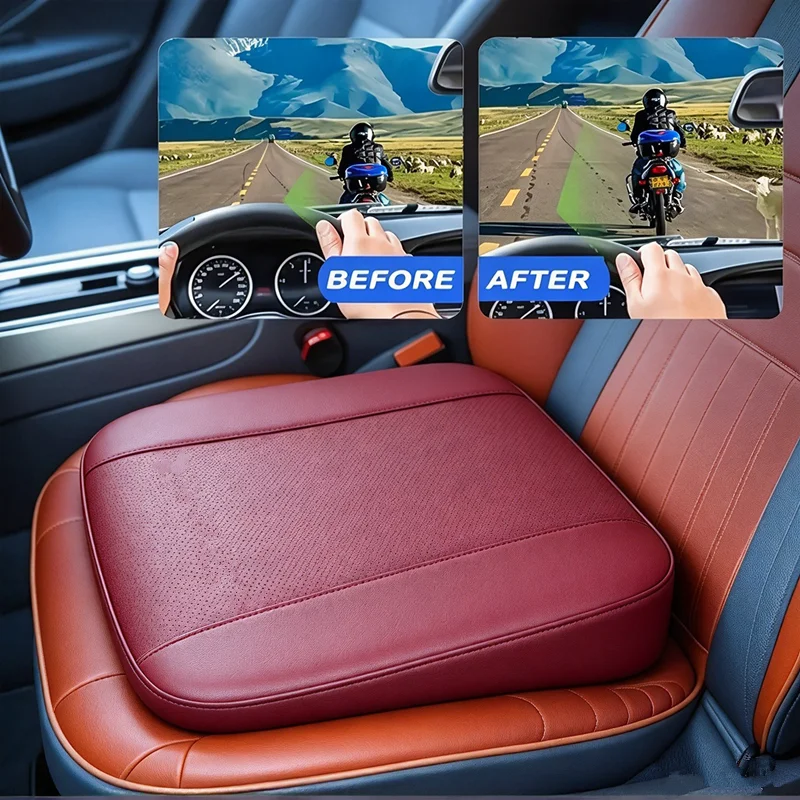 Breathable Leather Driver's Seat Thickened Cushion Heightened Seat Pad, Car Elevating Seat Cushion, Specialized Inclined Cushion