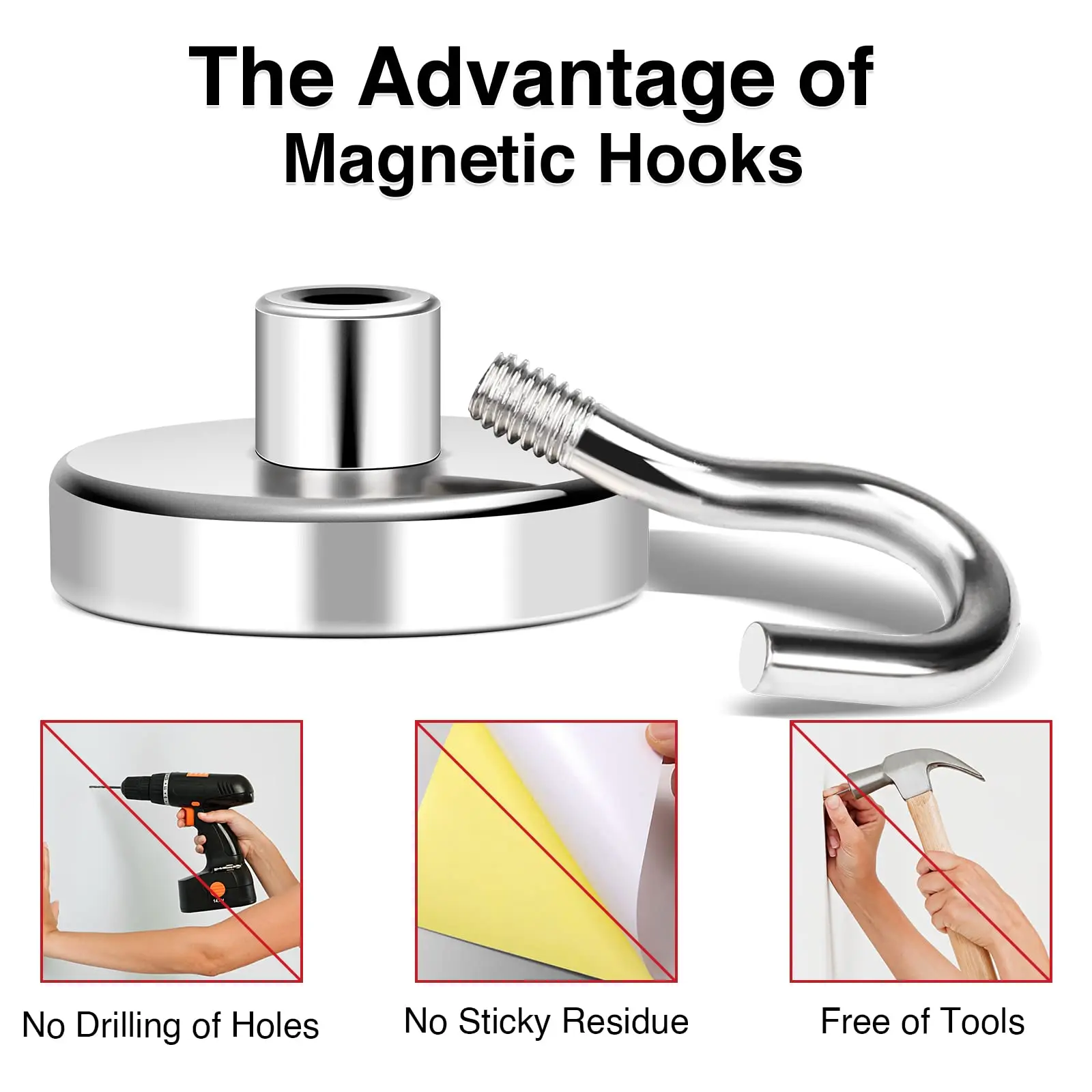 Magnetic Hooks Heavy Duty, 79lb Strong Neodymium Magnets with Hooks for Refrigerator, Large Magnetic Hooks for Hanging