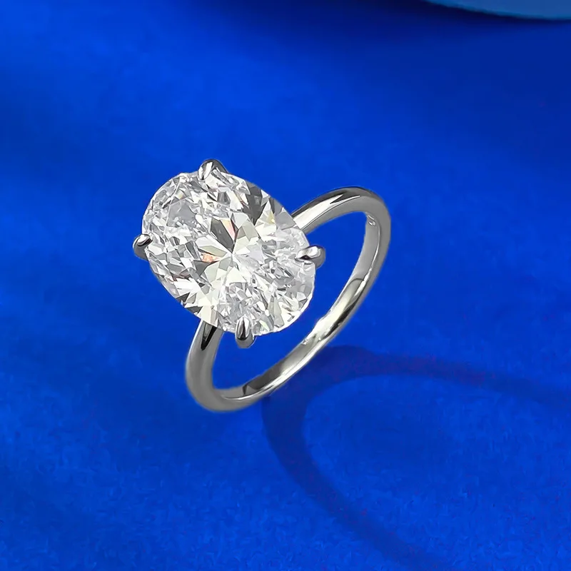 

Sparkling 9x13mm High Carbon Diamond Women's Ring- 925 Sterling Silver Promise Wedding Band & Engagement Ring Jewelry Gift