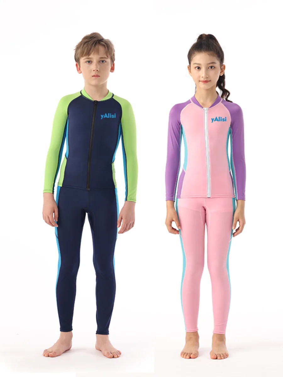 Sun Protection One-piece Swimwear Stinger Suit Full Body Swimsuit for Boys and Girls Swimwear Rash Guard Dive Skin Front Zip