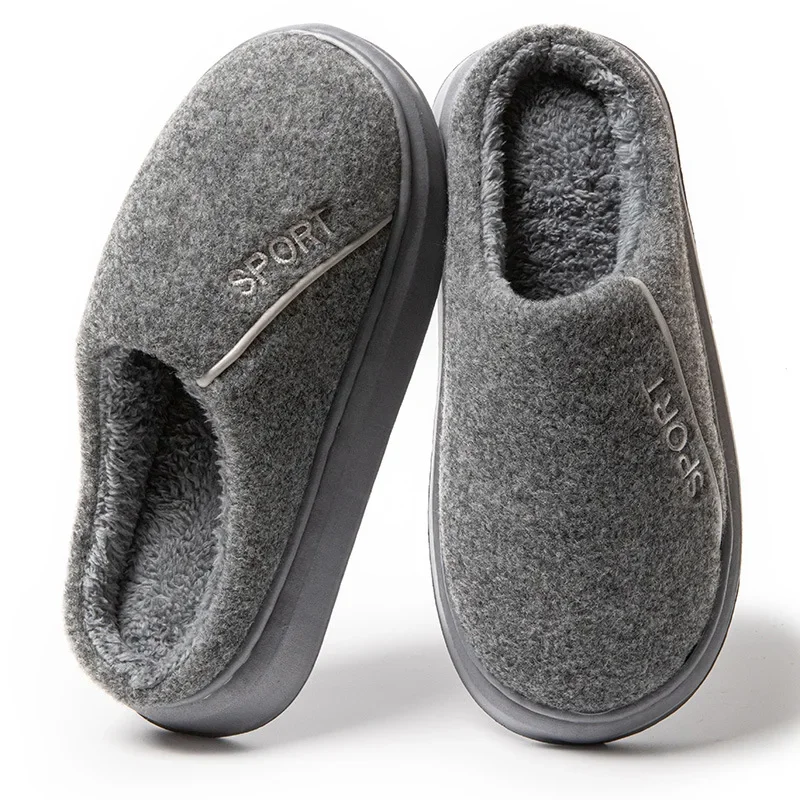 Hot Sale Men Cotton Slippers Extra Large Winter Warm Thick Sole Plush Home Slippers