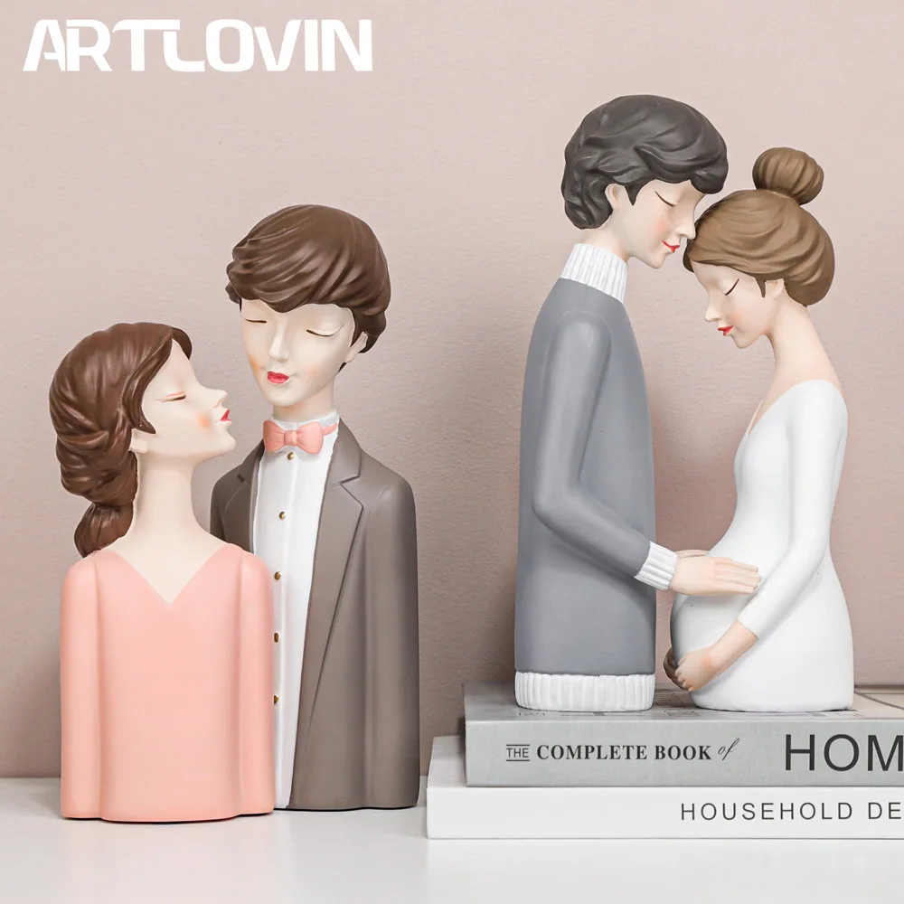 Modern Wedding Gifts Sweetheart Sculptures Young Girl Figurines Sweet Couple Pregnant Woman Statue Miniatures For Home Decor New