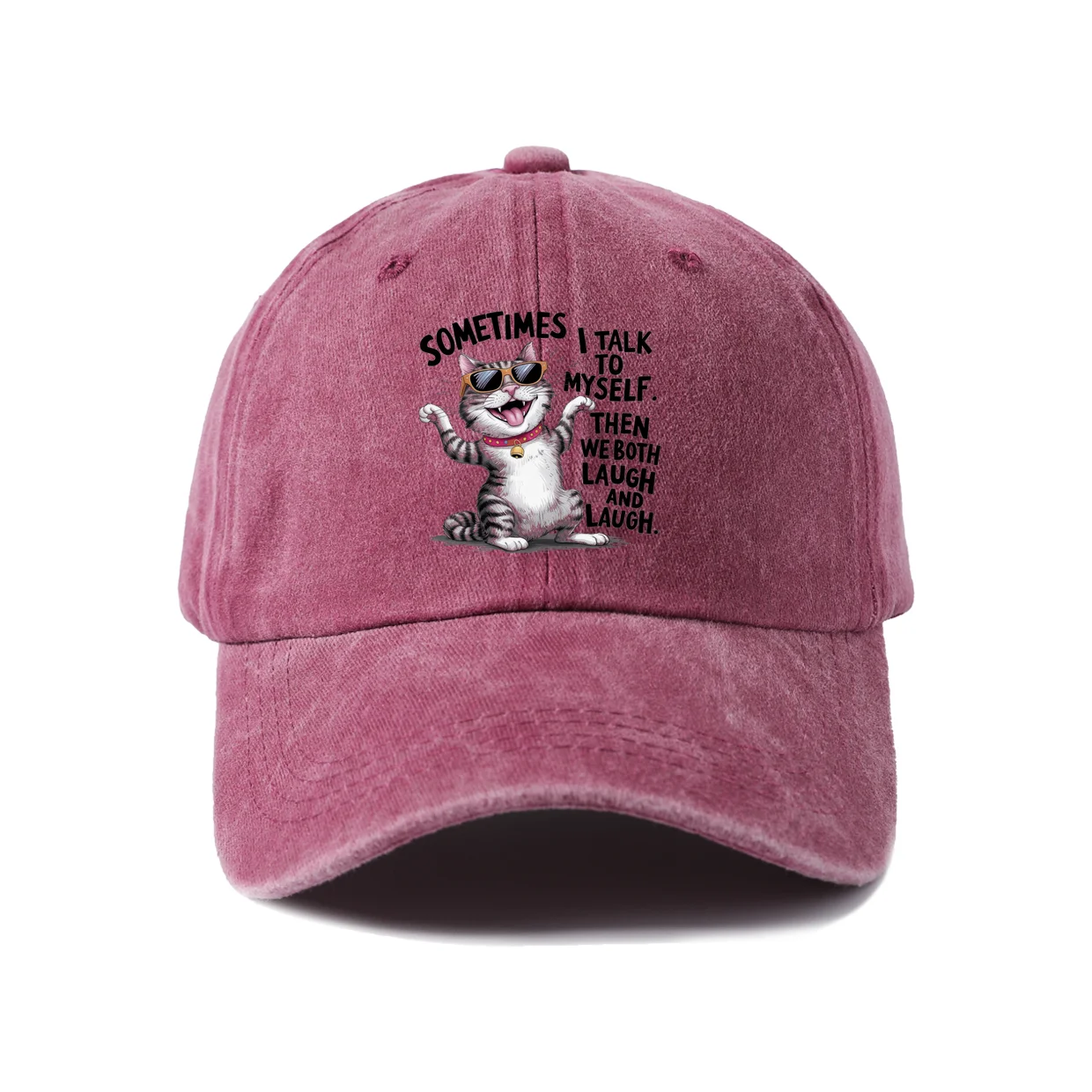 Sometimes Talk To Myself Then Baseball Cap, Vintage Washed Adjustable Unisex Dad Hat, Outdoor Gift