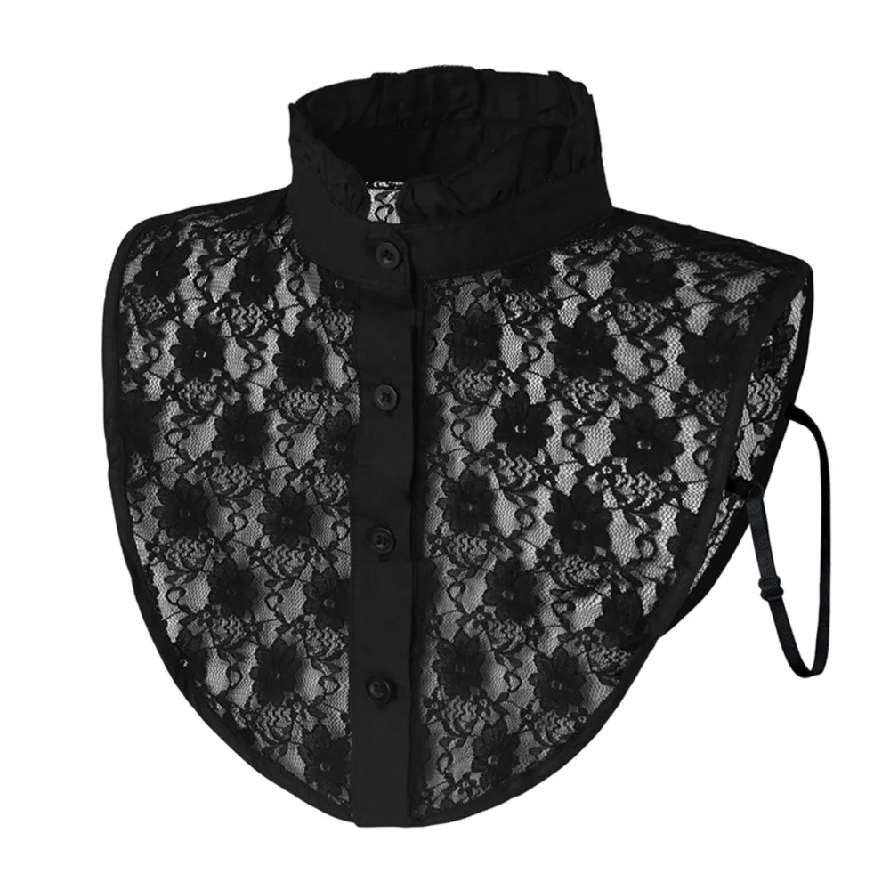 

New Fashion Lace Fake Collar Detachable White Black Neckline Lapel Half Shirt Women Girls