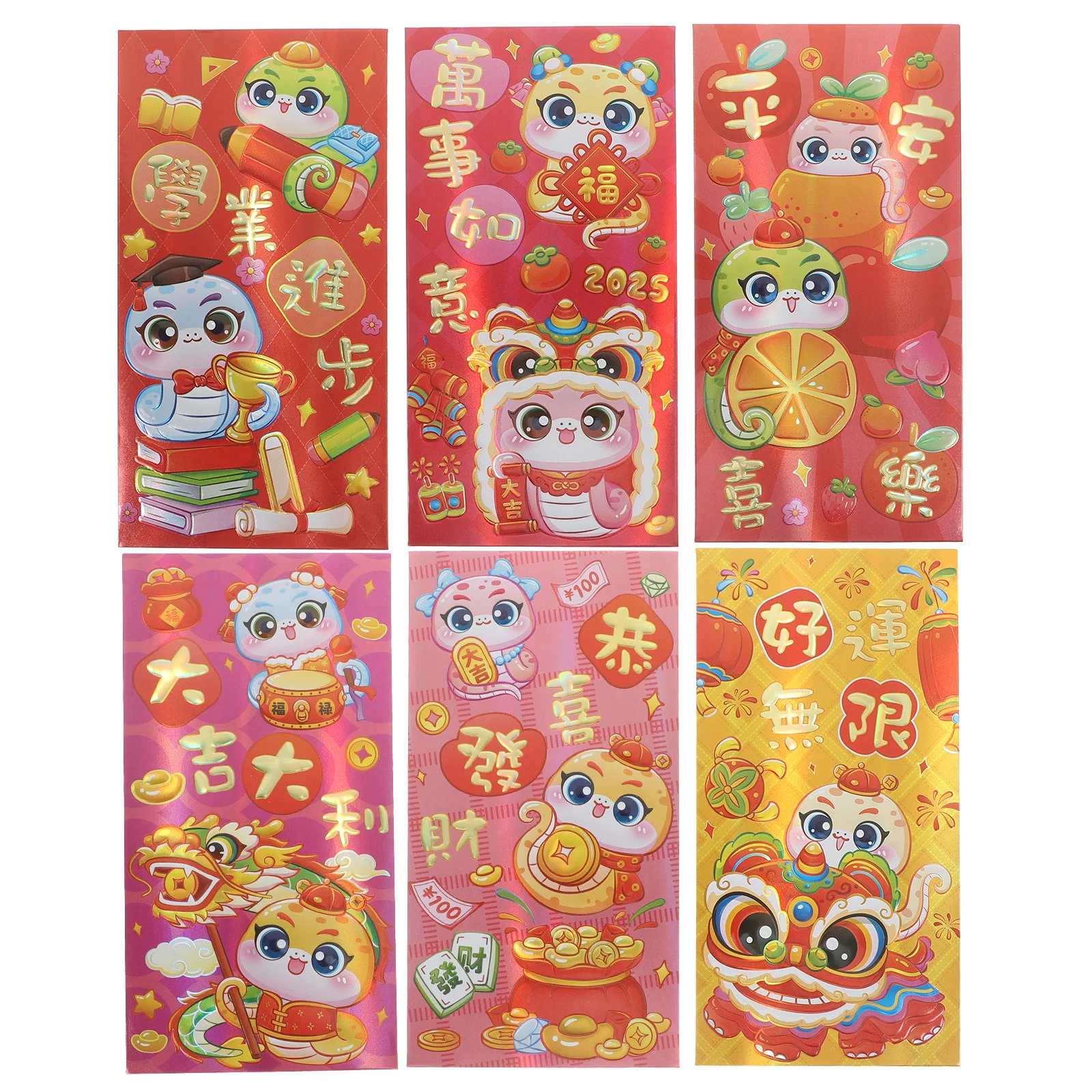

6 Pcs Colorful Red Packets Chinese New Year Decorations China Envelopes for Money Cash