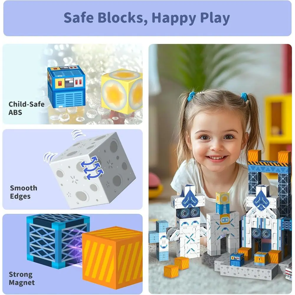 STEM 154-Piece Magnetic Building Blocks Set for Kids, Montessori-Inspired Toys for Ages 3-10, Ideal Birthday Gift