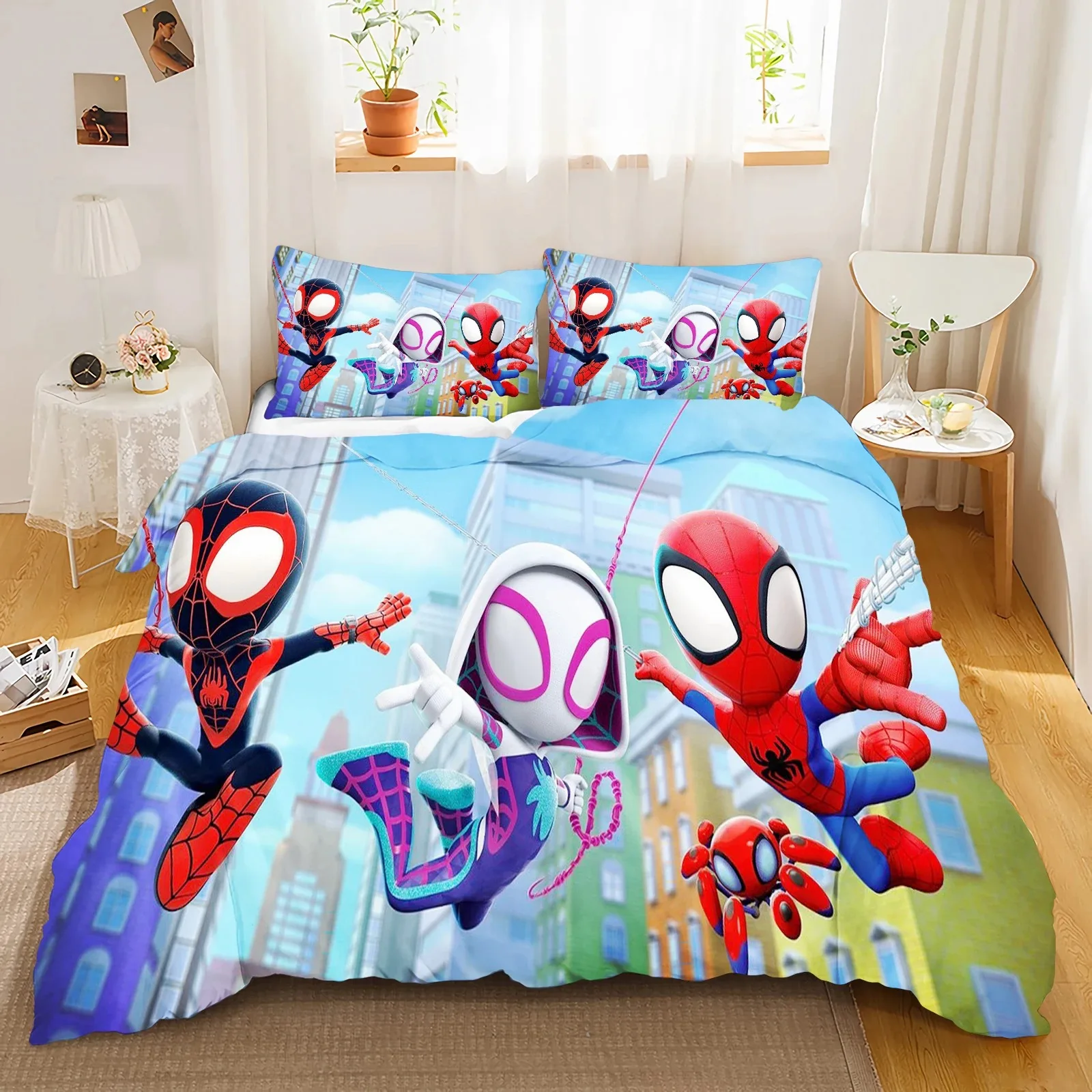 Ensembles de literie Spider-Man pour enfants, housse de dessin animé pour garçons, literie pour enfants, housse de couette à thème Marvel, cadeau en