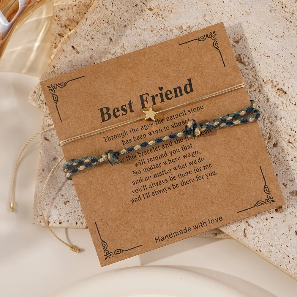 Handwoven Boho Colombia Friendship Bracelet Set Card Cloth Braided Wristband for Women Men Ethnic Style Pulseras Gift