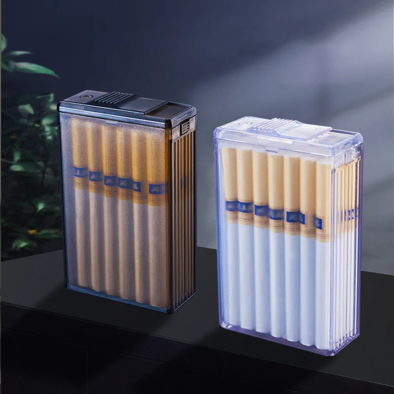 Portable Waterproof Cigarette Case Transparent Plastic Cigarette Boxes 20PCS Capacity Cigarette Tobacco Holder Smoking Tools Men