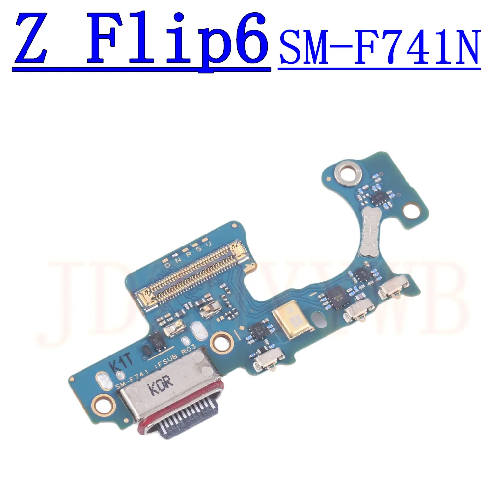 Charging Port Board For Samsung Z Flip6 F741B F741N F741U Fingerprint Sensor Spin Axis LCD Motherboard Connector Flex Cable