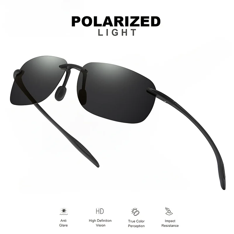 Ultra Light 11g TR90 Frameless Polarized Sunglasses - Flexible & Comfort Fit, Square Shape for Driving, Fishing, Outdoor