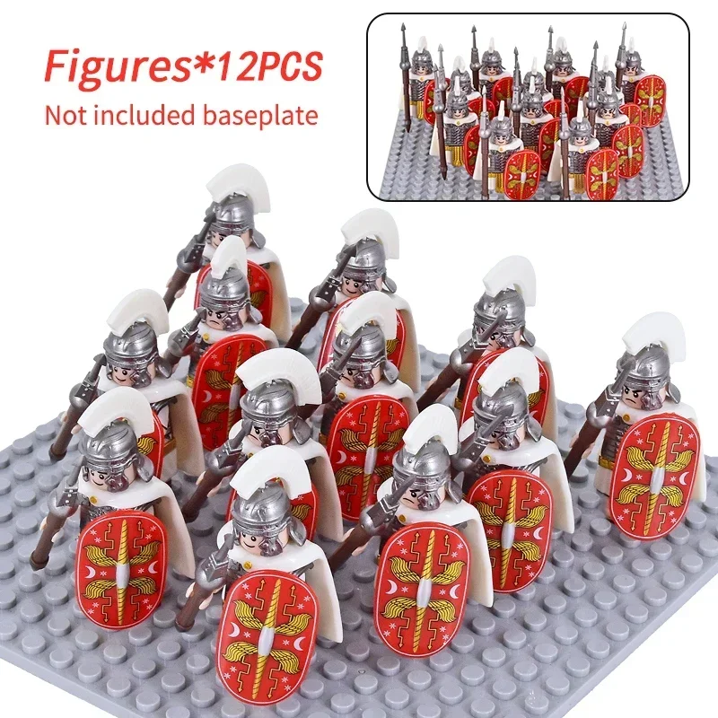 Medieval Military Rome Centurion Skutatoi Castle Figures Set Roman Soldiers Lion Bear Wolf Signifer Building Blocks Bricks Toys