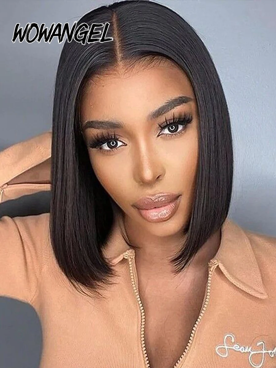 Wow Angel 13X4/13x6 HD Spitze Volle Frontal Kurze Bob Echthaar Perücken Gerade Bob Perücken gebleichte Knoten Vorgezupftes Haar Für Frau