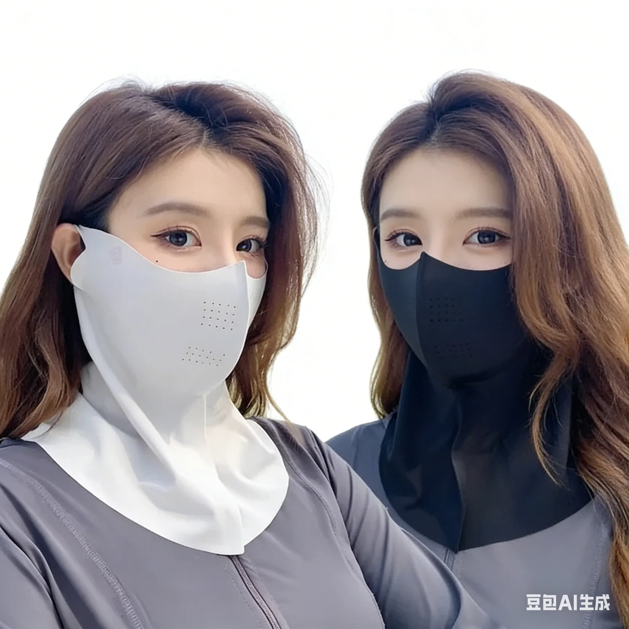 

2Pcs Sunscreen Veil Women Summer Protection Breathable Ice Silk Mask for Outdoor Hyaluronic Fashion