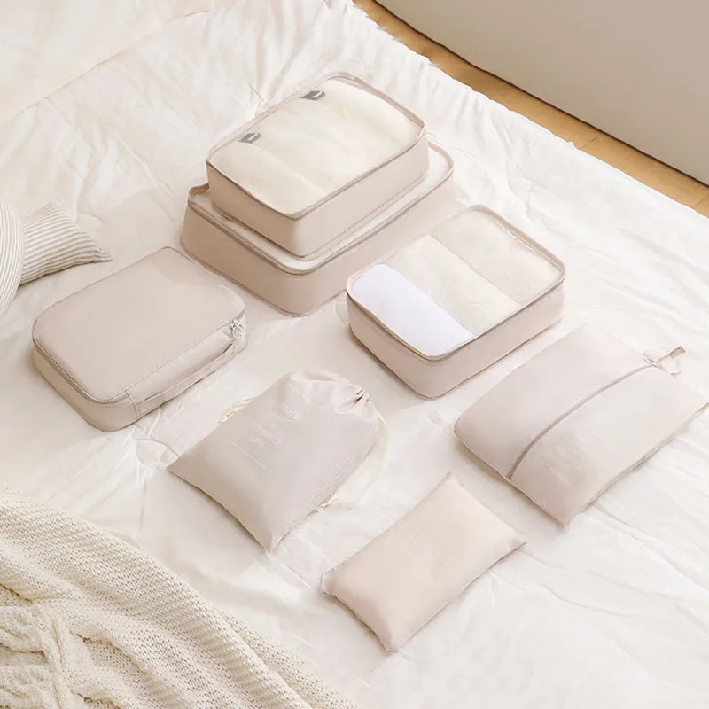 مجموعة من 7/8/9 قطع من حقائب تخزين السفر، أدوات الزينة الرقمية للأحذية، حقيبة تنظيم الملابس، حقيبة الملابس، حقيبة مرتبة، مجموعة مكعبات التعبئة #6
