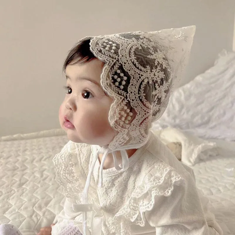 

Baby Newborn Lace Flower Hats Summer Thin Breathable Princess Girls Bonnet Sun Hats Korean Casual Baby Court Hats Photo Props