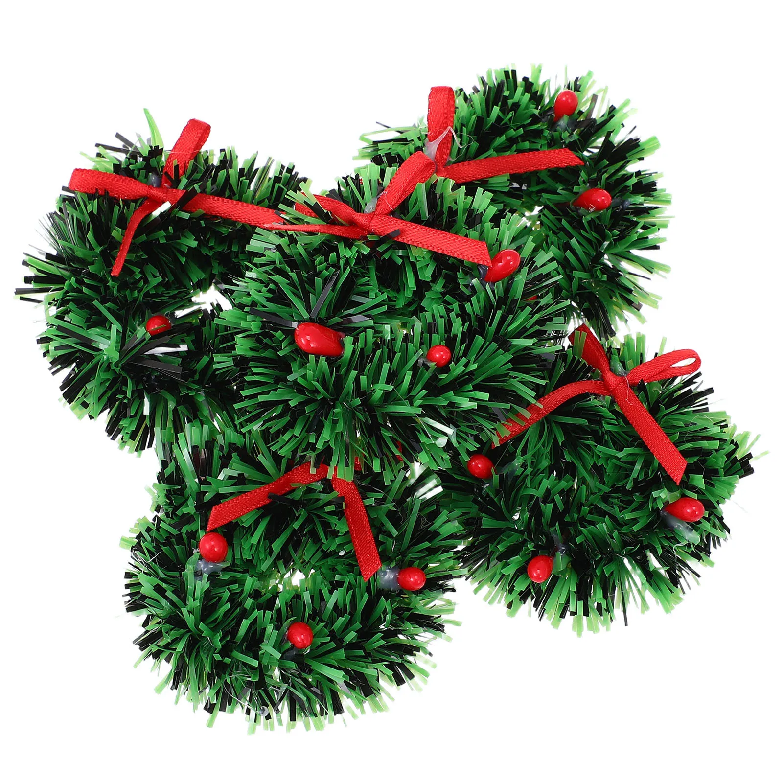 

5Pcs Festive Mini Christmas Wreath Resistant to Deformation Perfect for DIY Crafting Table Decor Miniature Xmas Hanging Ornament