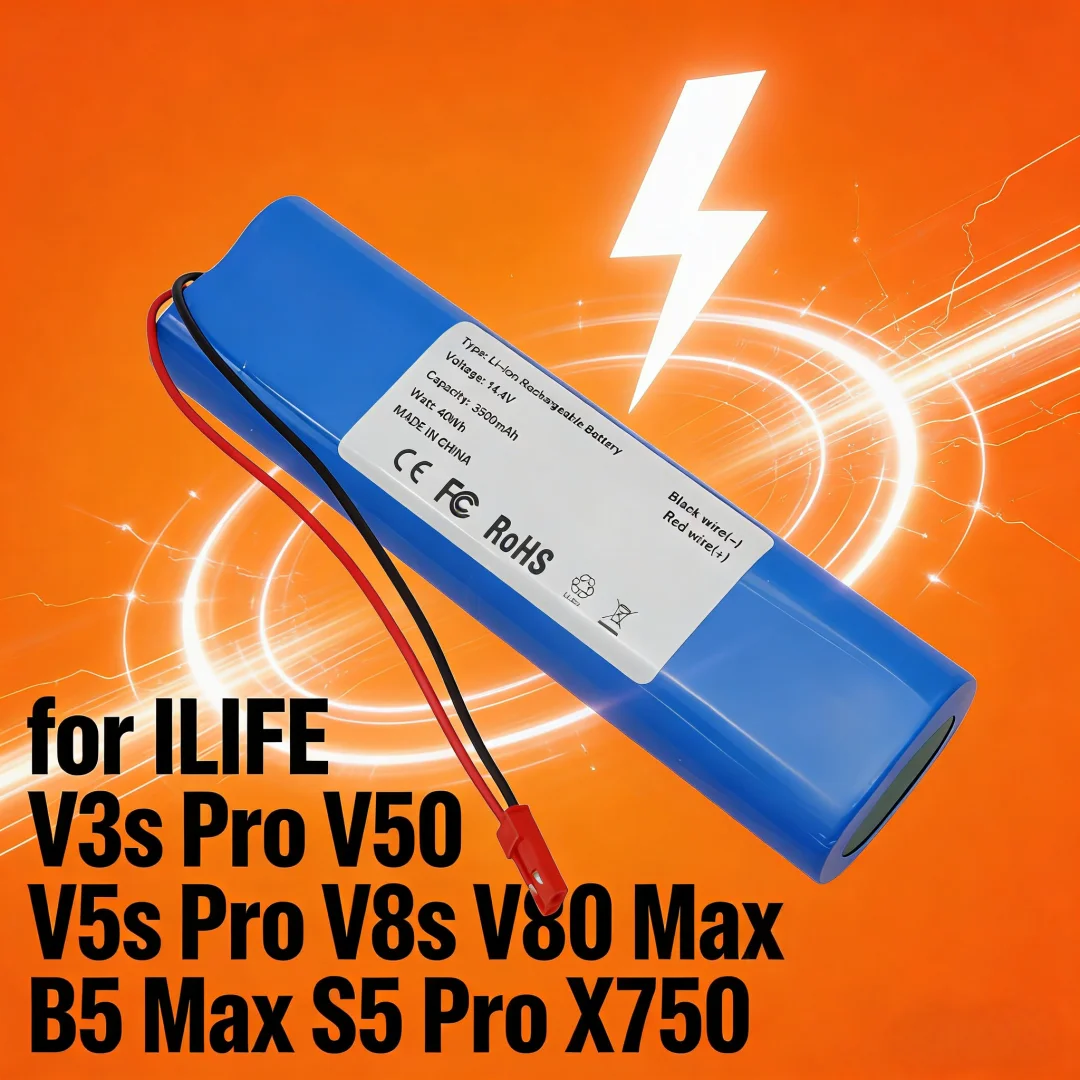 14.8V 3000mAh Lithium Battery for ILIFE V3s Pro V5s Pro V8s V80 Max B5 Max S5 Pro X750 Robot Vacuum Cleaner Replacement