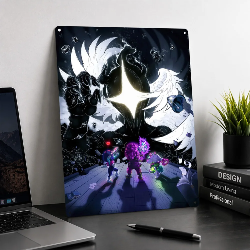Fantasy Battle Against Cosmic Entity 3D Texture Printed Poster Custom Vintage Metal Tin Plate Sign for Wall Art Wand Deko Decor
