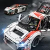 재고 기술 RC 럭셔리카 로고 R8 빌딩 블록 모델, MOC 레이싱 벽돌 조립, 크리스마스 선물 세트, 99310 1:8 4