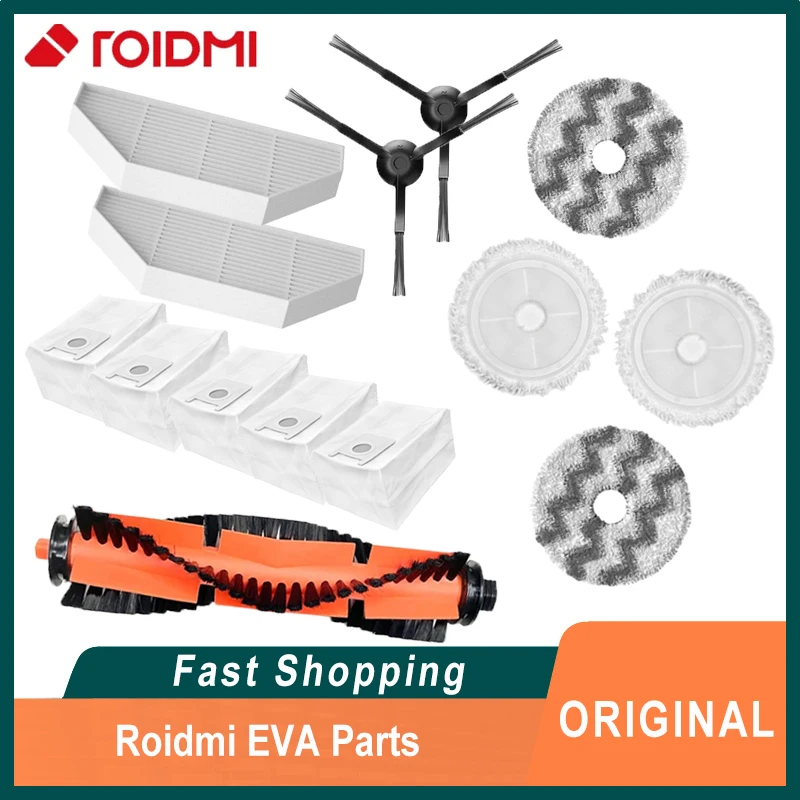 Original Roidmi EVA Accessories Side/Main Brush Hepa Filter Dust bags Mop for   Robot Vacuum Cleaner Replacement Parts