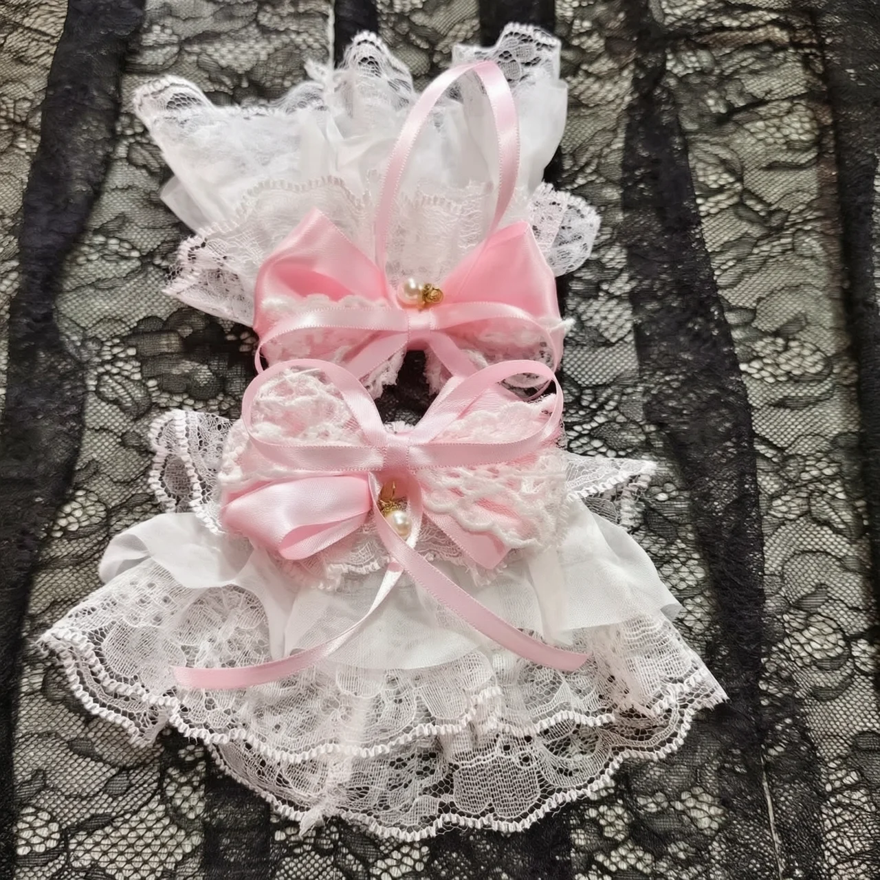 Multicolor Sweet Lolita Hand Wrist Cuffs Bowknot Lace Trim Maid Cosplay Costume Accessories For Women Girl Bracelet Wristlet