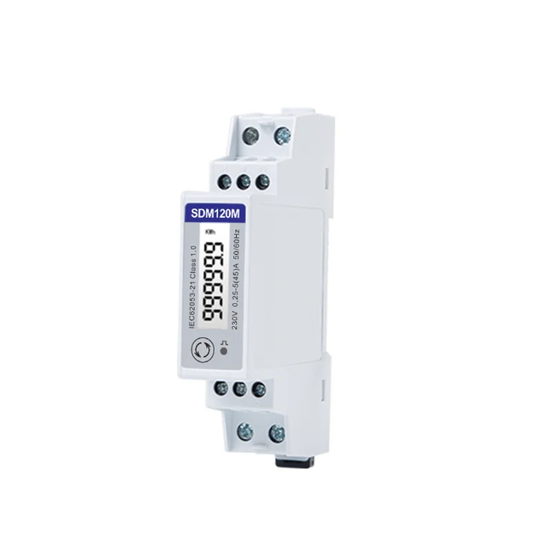 SDM120M ,5(45)A 230V 50HZ/60HZ, Single Phase Two Wire Din Rail Energy Meter, Multifunction with RS485 Modbus MID