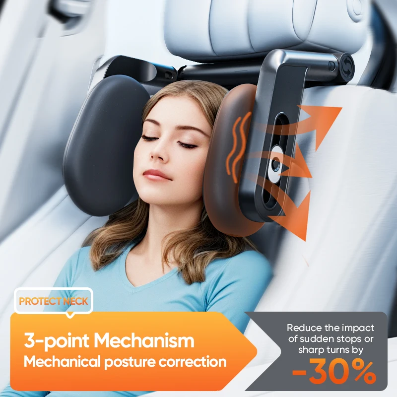 Multifunctional Car Headrest 3D Memory Foam Neck Support Pillow Free-Adjustment Neck Protection Pillow for Traveling