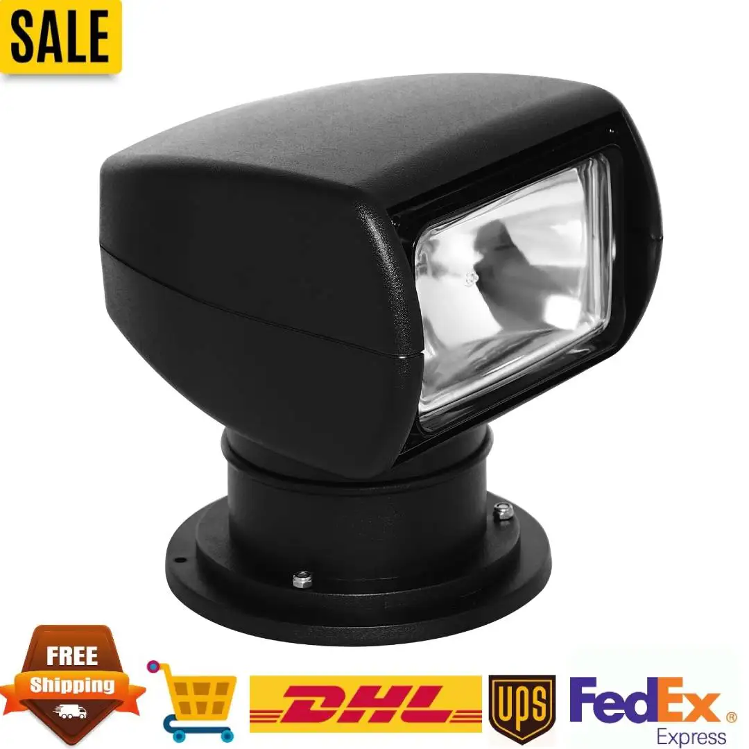 

Прожектор для лодки 100 Вт, 12 В, 355 ° Вращение 2624 фута Освещение Прожектор с дистанционным управлением IP66 Водонепроницаемый галогенный светильник из АБС-пластика для морских пехотинцев