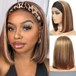 Headband Wig Human Hair Short Straight Bob For Women 150% Density Bob Wig Human Hair Headband Wigs Machine Made Wig