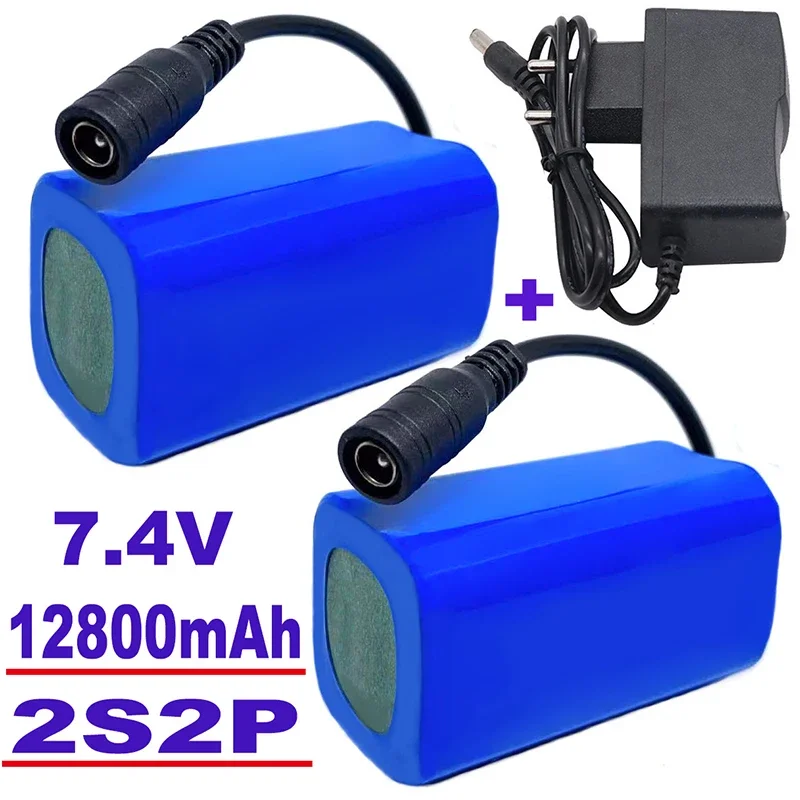 2S2P 7.4V 12800mAh Lithium Battery Pack,for T188 T888 Remote Control Fish Finder Fishing Bait Boat Parts RC toys Spare Battery