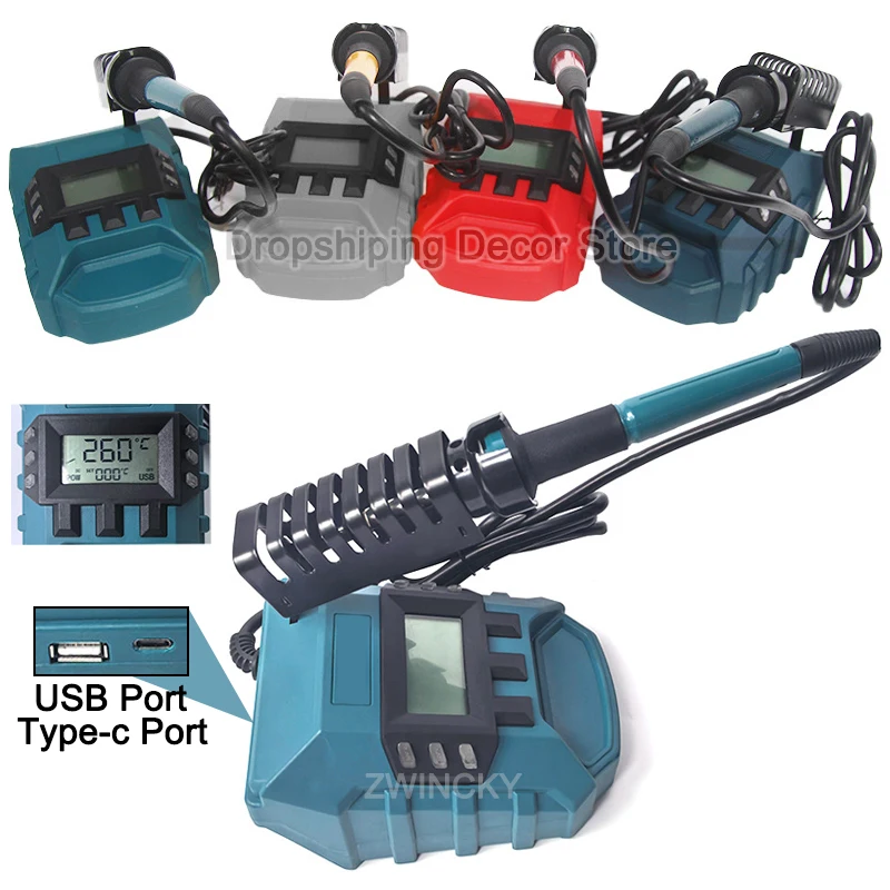 Cordless Soldering Iron With USB Type-C For Makita/Dewal/Milwaukee/Bosch, 200-480℃ Temperature Adjustable Welding Repair Tools