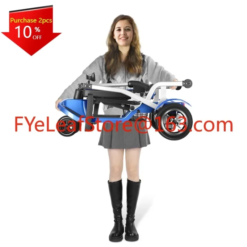 Portable Lightest 4 Wheel Electric Mobility Scooters Foldable Lightweight Mobility Scooter for Disabled Elderly