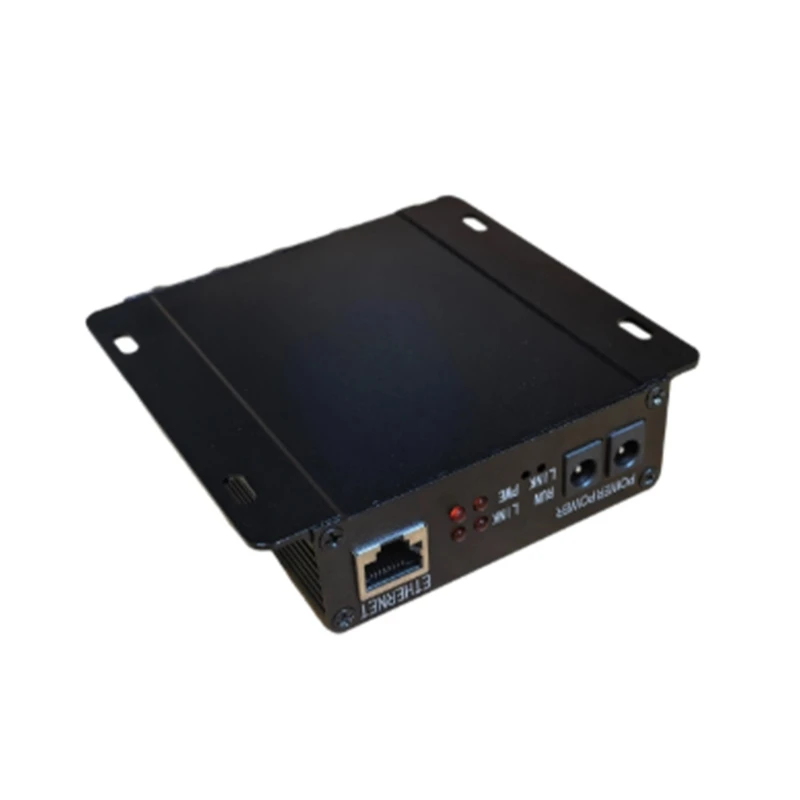 P5EA 4 BNC Output Coax Link Device with RJ45 Input, Metal Housing, Lights, and Fixed Mount Structure for Site Camera